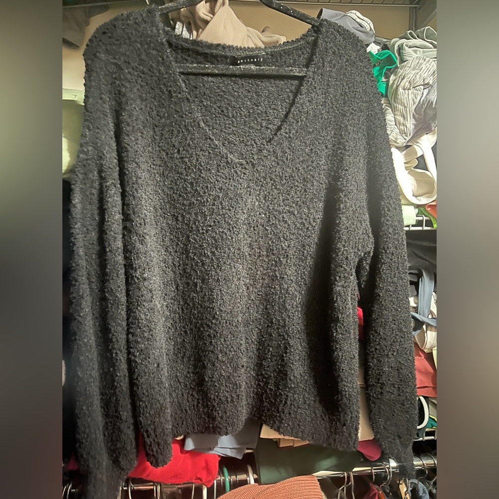 Sanctuary Textured Black V-Neck Sweater